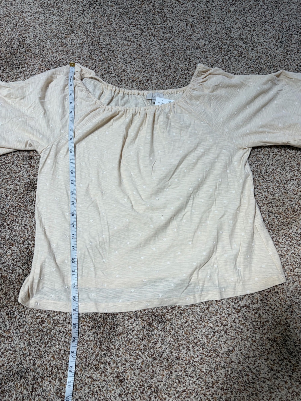 LOFT Cream Peasant Top with Scoop Neck NWT - Picture 5 of 7